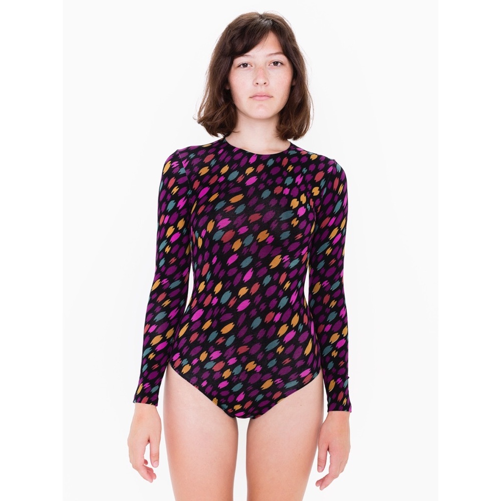 American Apparel Printed Purple Bodysuit Small